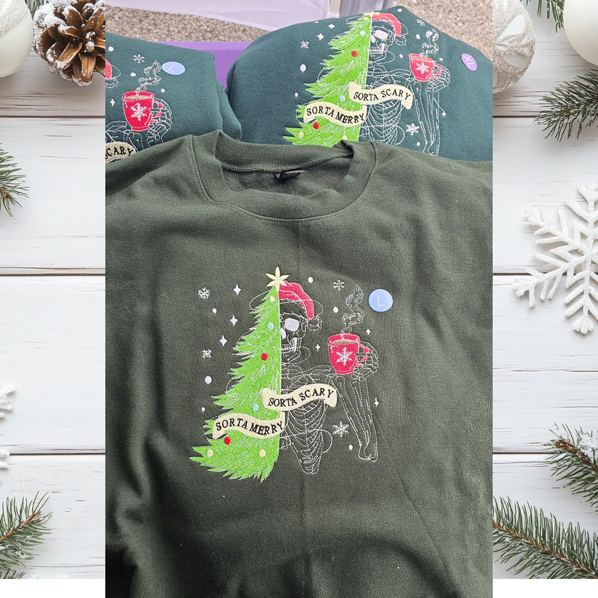 Sorta Merry, Sorta Scary Holiday Crewneck Sweatshirt in Inclusive Sizes