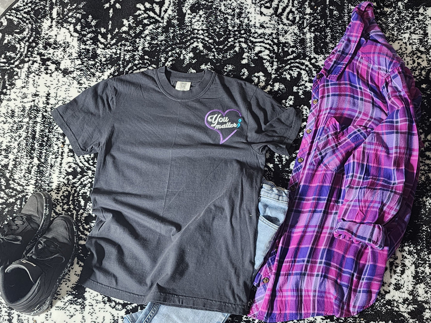 Suicide Prevention Awareness  Embroidered Short Sleeve Tshirt