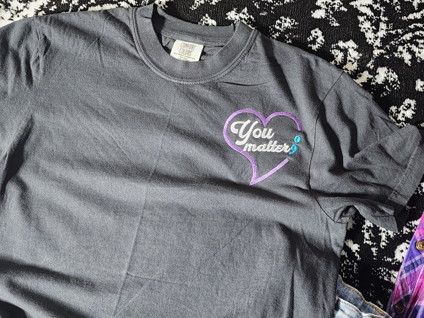 Suicide Prevention Awareness  Embroidered Short Sleeve Tshirt