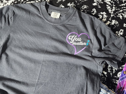 Suicide Prevention Awareness  Embroidered Short Sleeve Tshirt