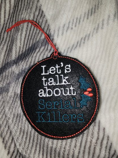 Set of 3 True Crime Embroidered Ornaments
