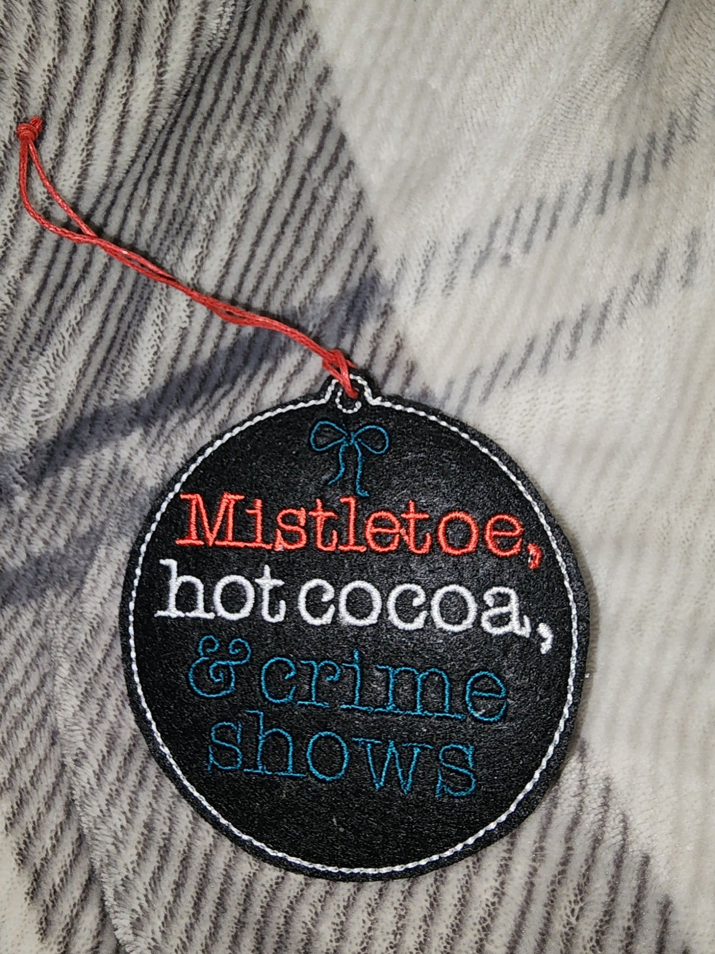 Set of 3 True Crime Embroidered Ornaments