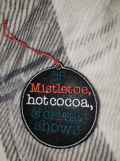 Set of 3 True Crime Embroidered Ornaments