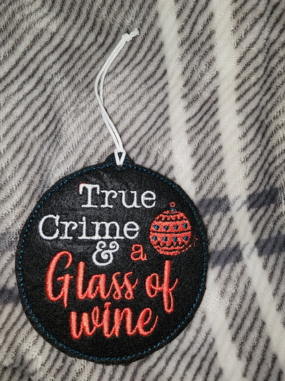 Set of 3 True Crime Embroidered Ornaments