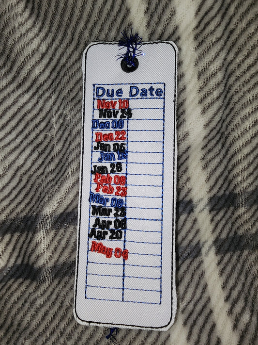 Bookmark Embroidered vinyl Vintage Style Library