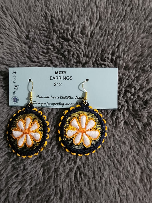 Embroidered, light-weight, flower earrings