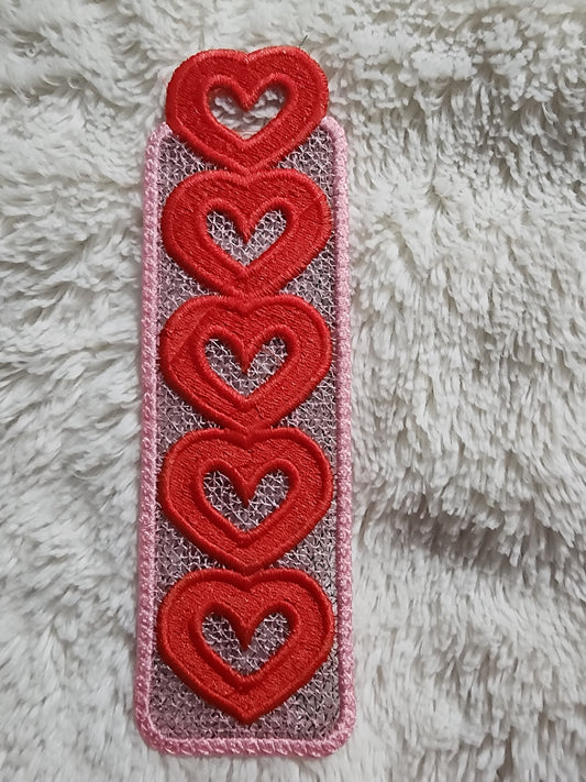 Free Standing Lace Embroidered Hearts Bookmark