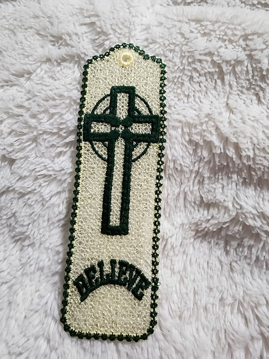 Free Standing Lace Embroidered Cross Bookmark