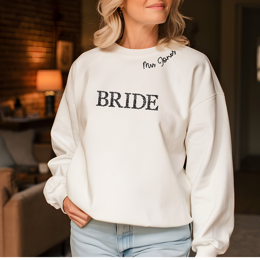 Embroidered Floral Bride Custom Crewneck
