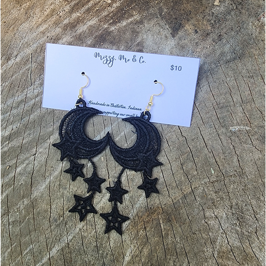 Free Standing Lace Moon and Stars Earrings