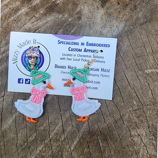 Silly Goose FSL Embroidered Earrings