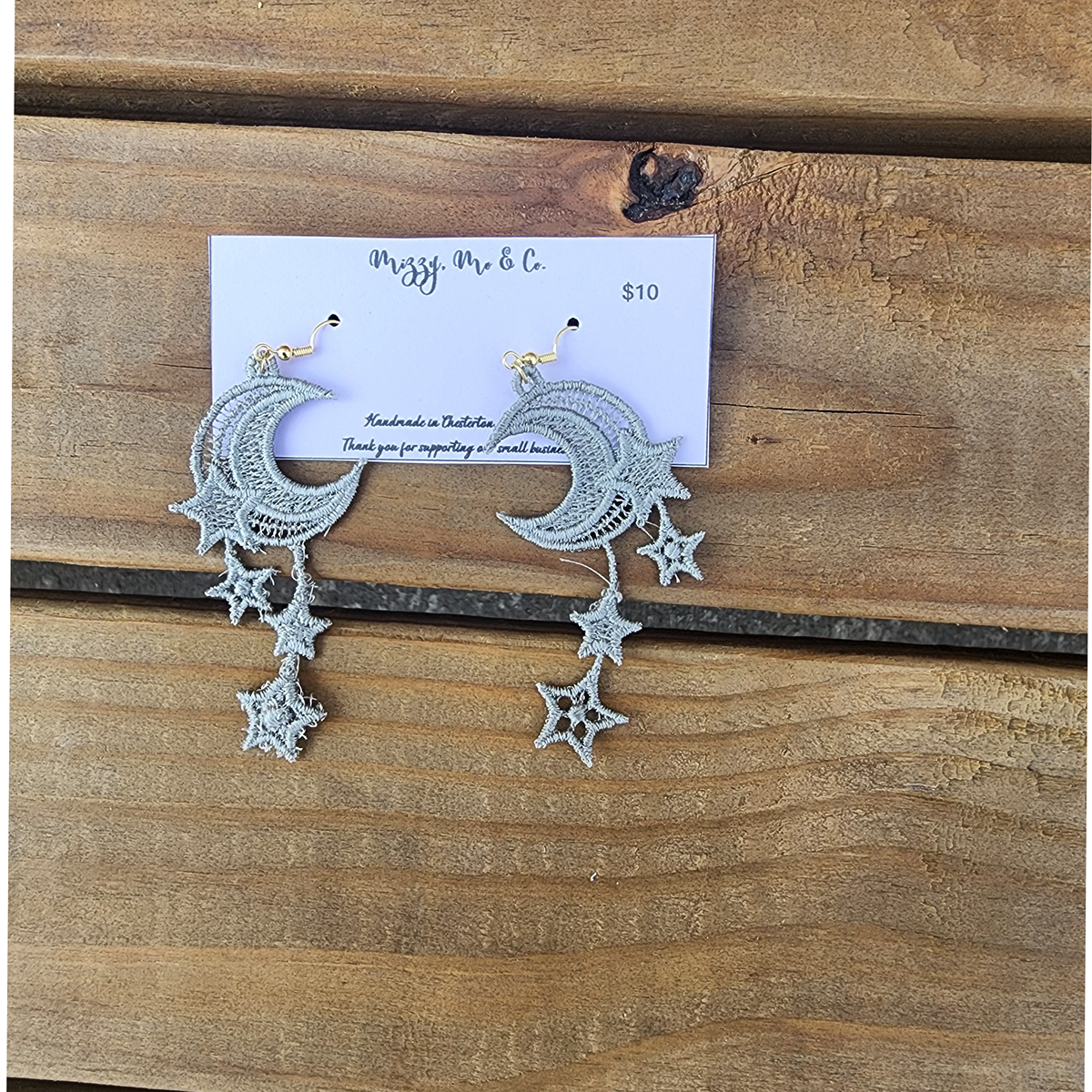 Free Standing Lace Moon and Stars Earrings