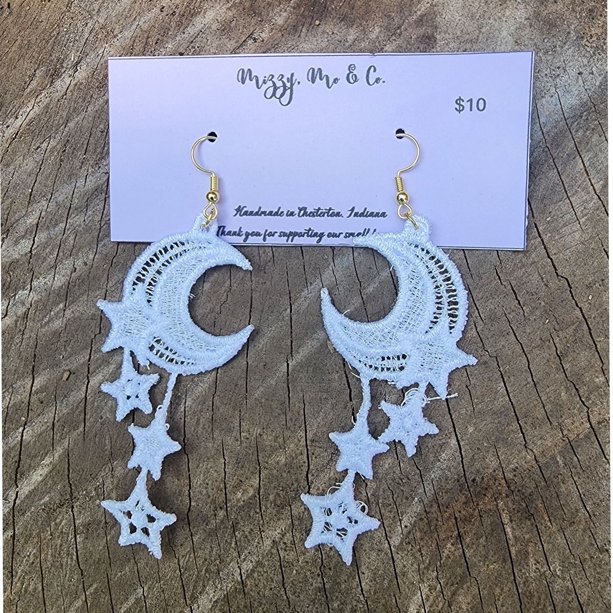 Free Standing Lace Moon and Stars Earrings