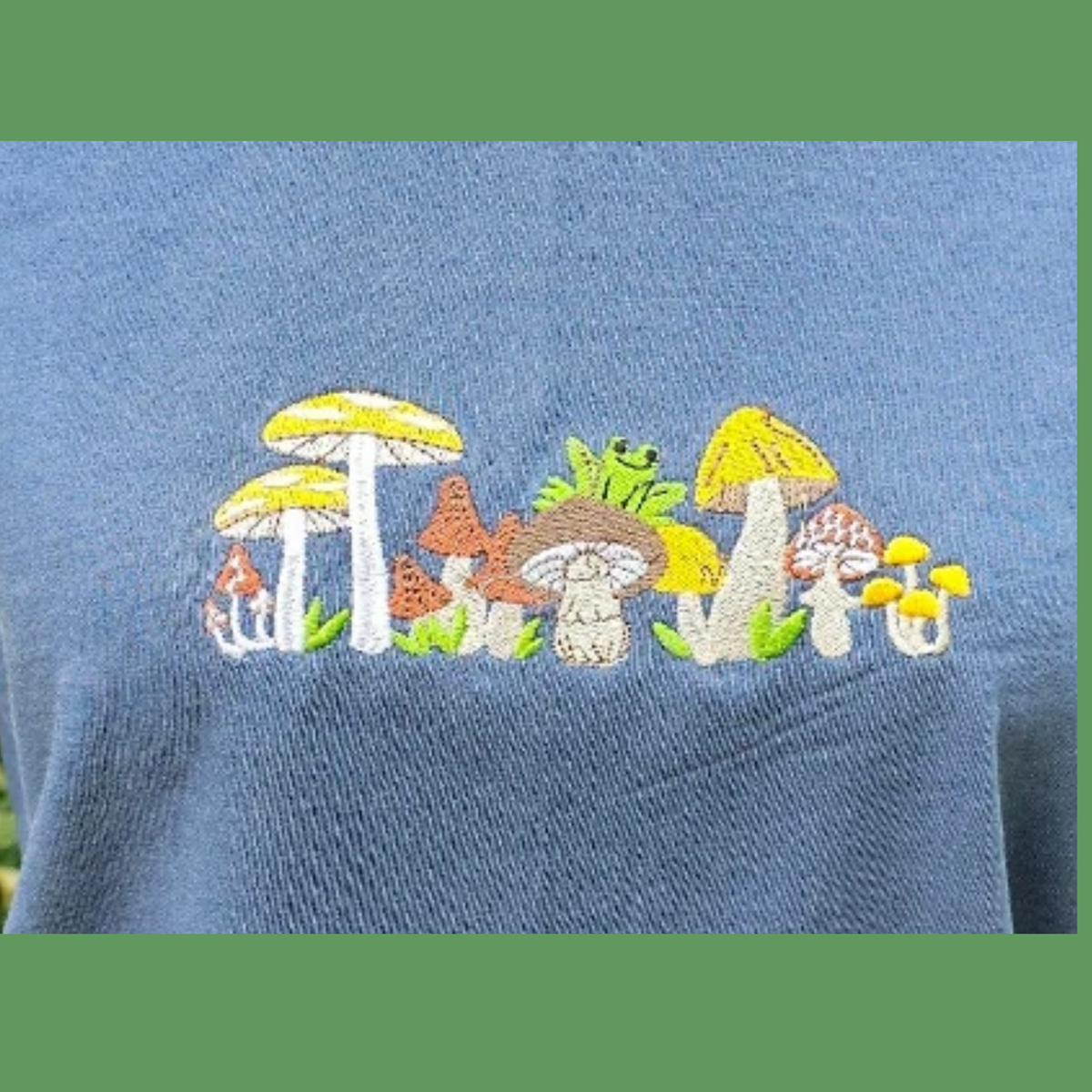 Frog on a Mushroom Embroidered Long Sleeve Tee