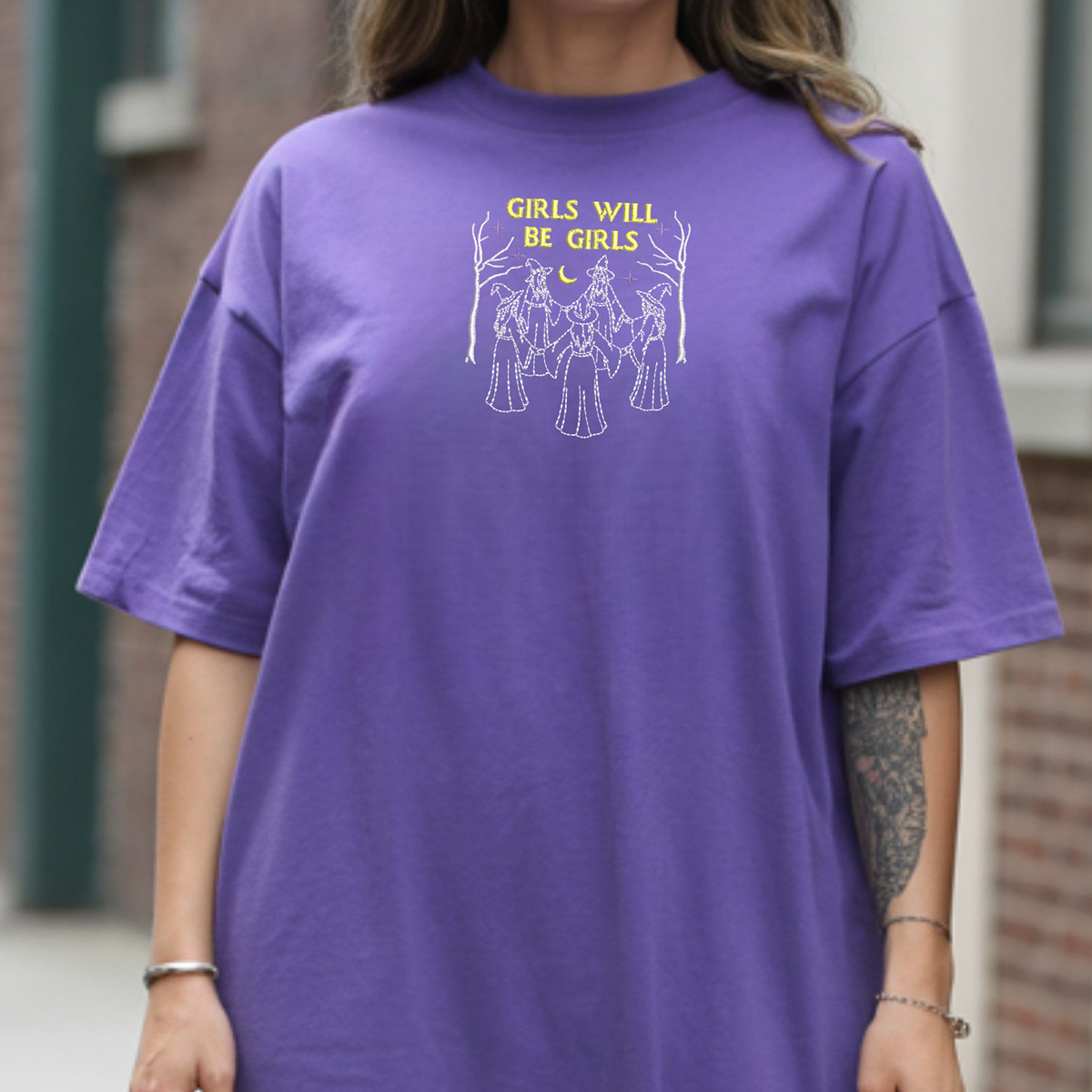 Embroidered Witch Shirt | Girls Will Be Girls T-Shirt S–4X | Gothic Witchy Tee | Plus Size Inclusive | Feminist Halloween Top