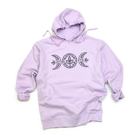 Triple Moon Embroidered Hoodie Pullover Sweatshirt