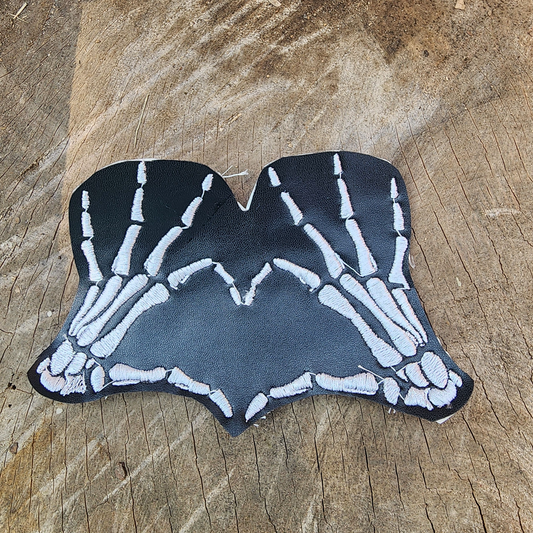 Skeleton Heart Fingers Embroidered Patch
