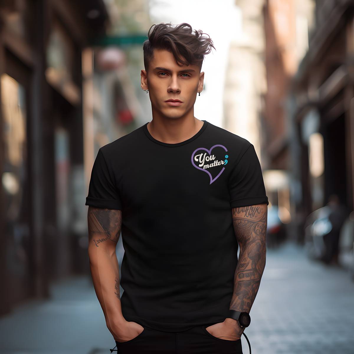 Suicide Prevention Awareness  Embroidered Short Sleeve Tshirt