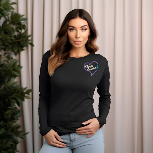 Suicide Prevention Awareness Embroidered Long Sleeve Tshirt