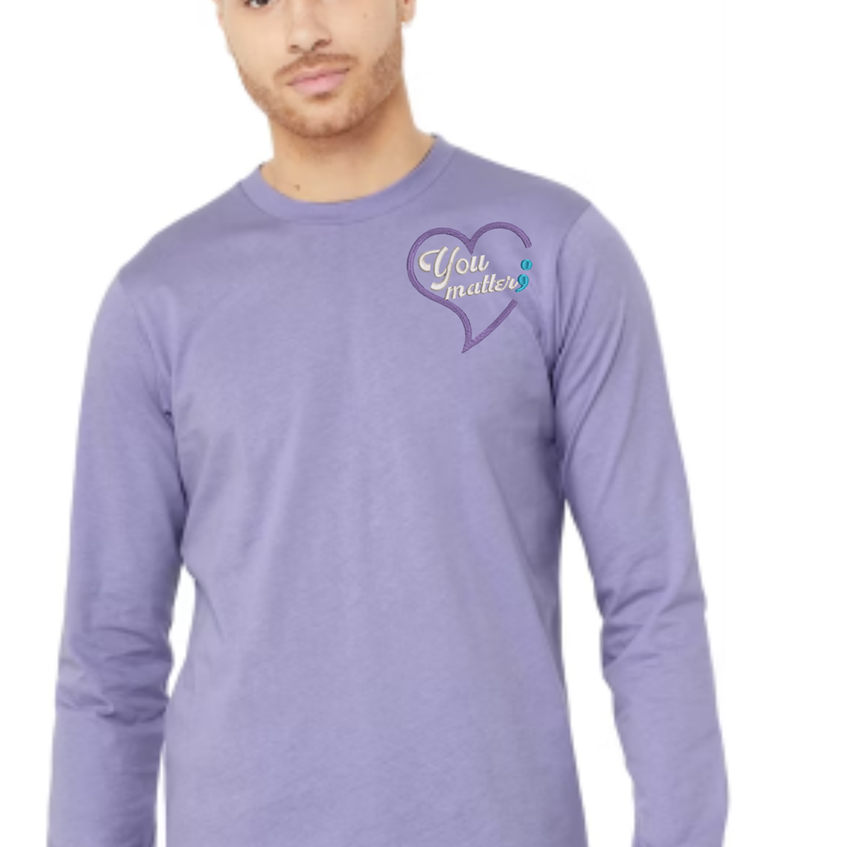 Suicide Prevention Awareness Embroidered Long Sleeve Tshirt