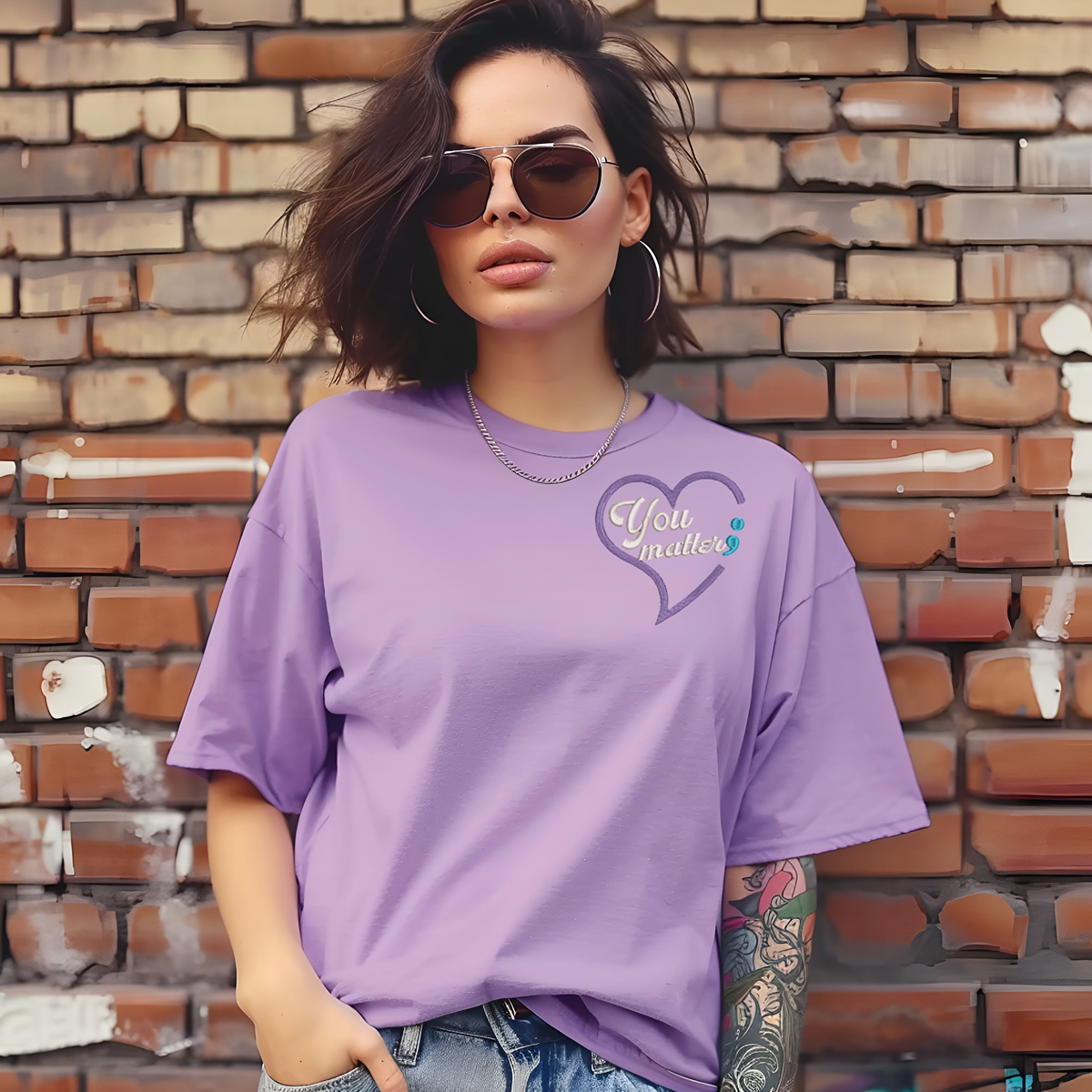 Suicide Prevention Awareness  Embroidered Short Sleeve Tshirt