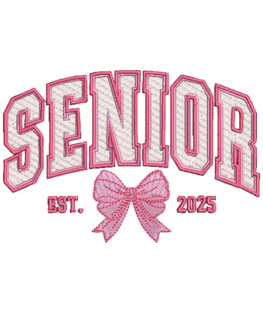 Embroidered Coquette Senior 2025 Est. Pink Bow Hoodies