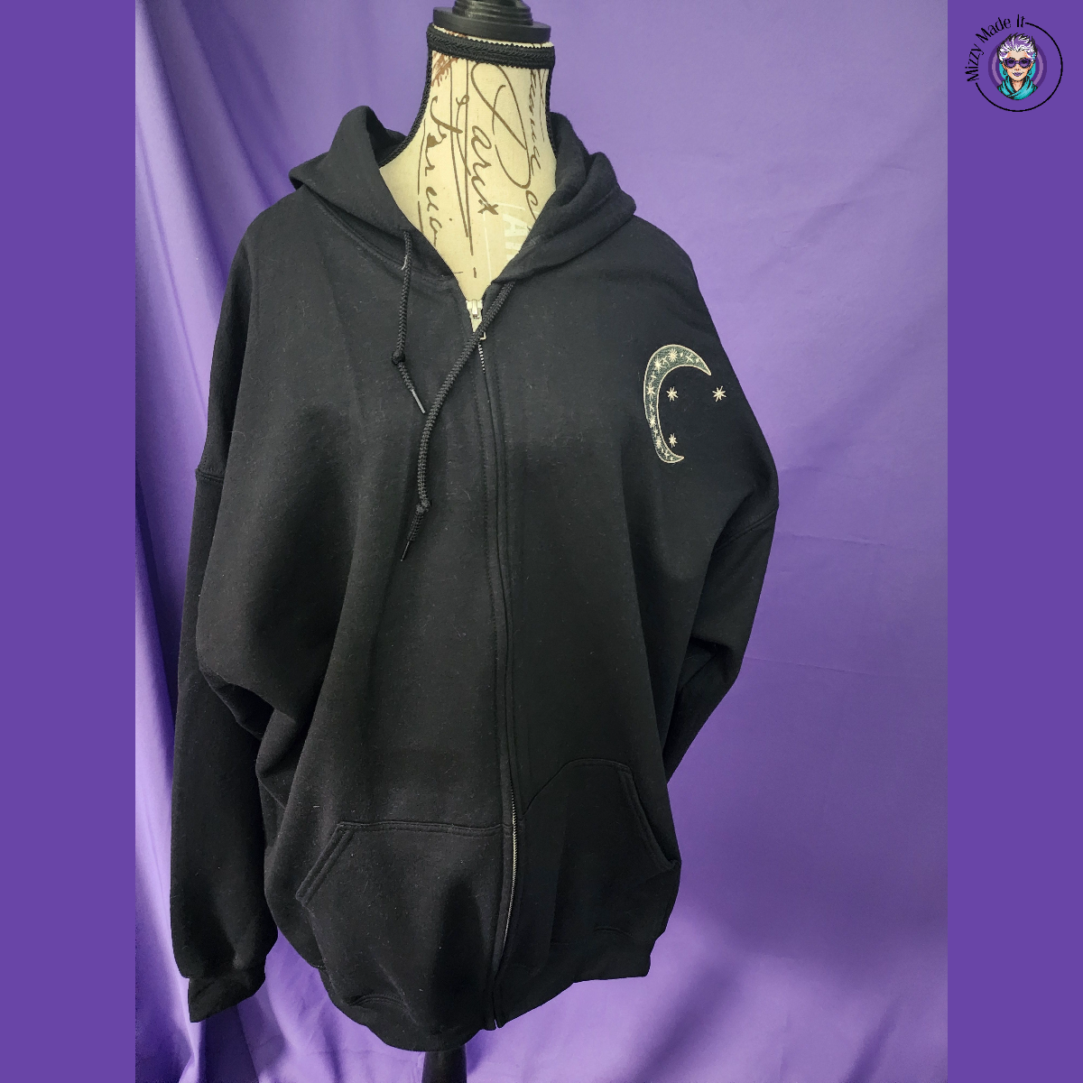 Embroidered Celestial Mama Applique Full Zip Hoodie