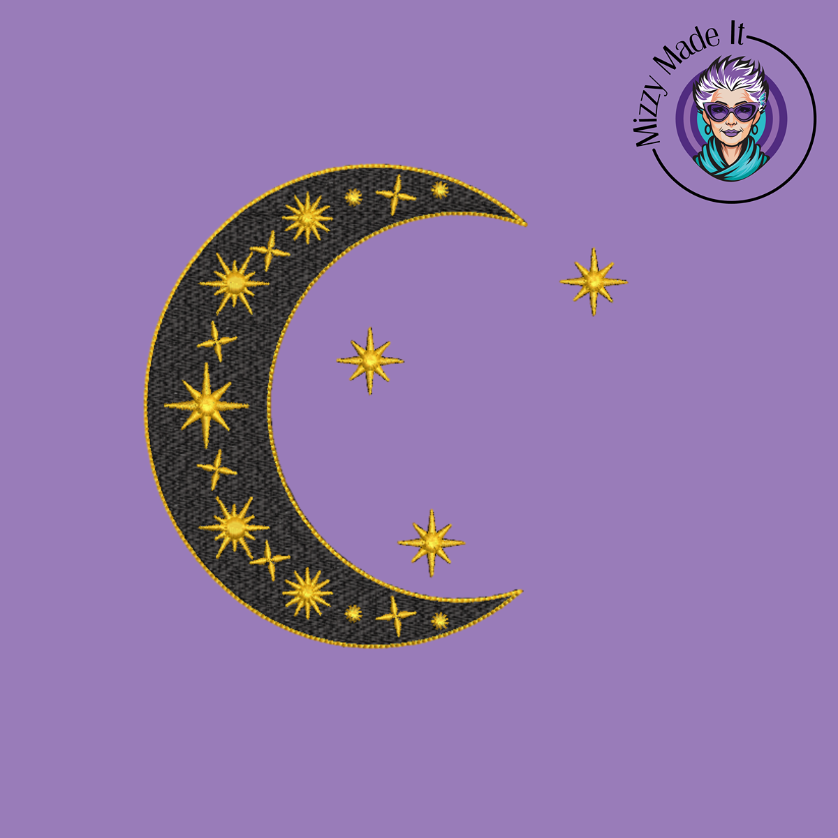 Embroidered Celestial Mama Applique Full Zip Hoodie