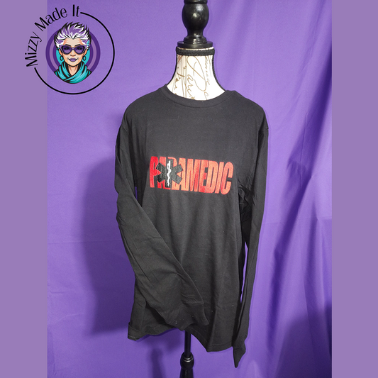 Paramedic, Embroidered Logo, Long Sleeve T-shirt