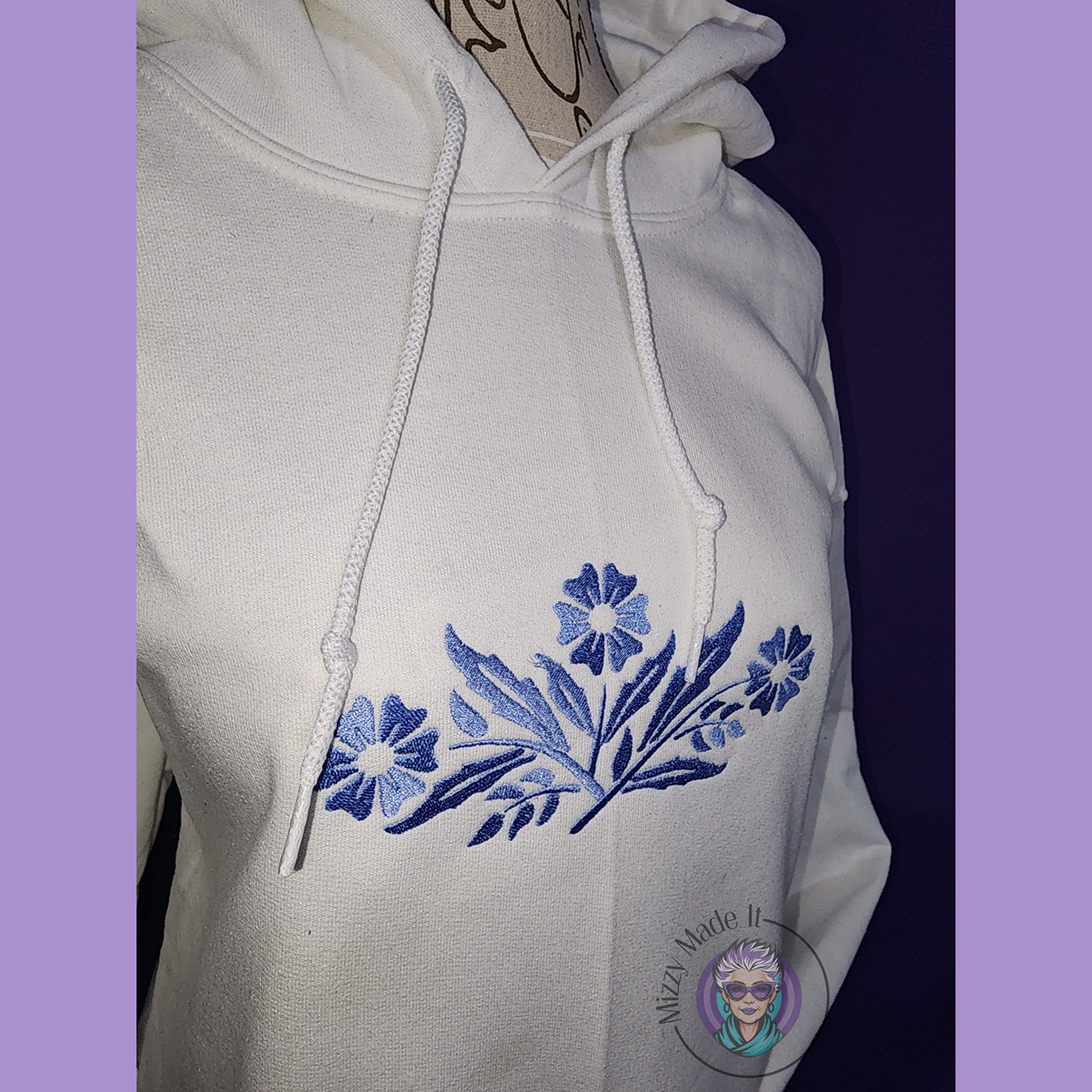 Vintage Look Hoodie, Embroidered sweatshirt