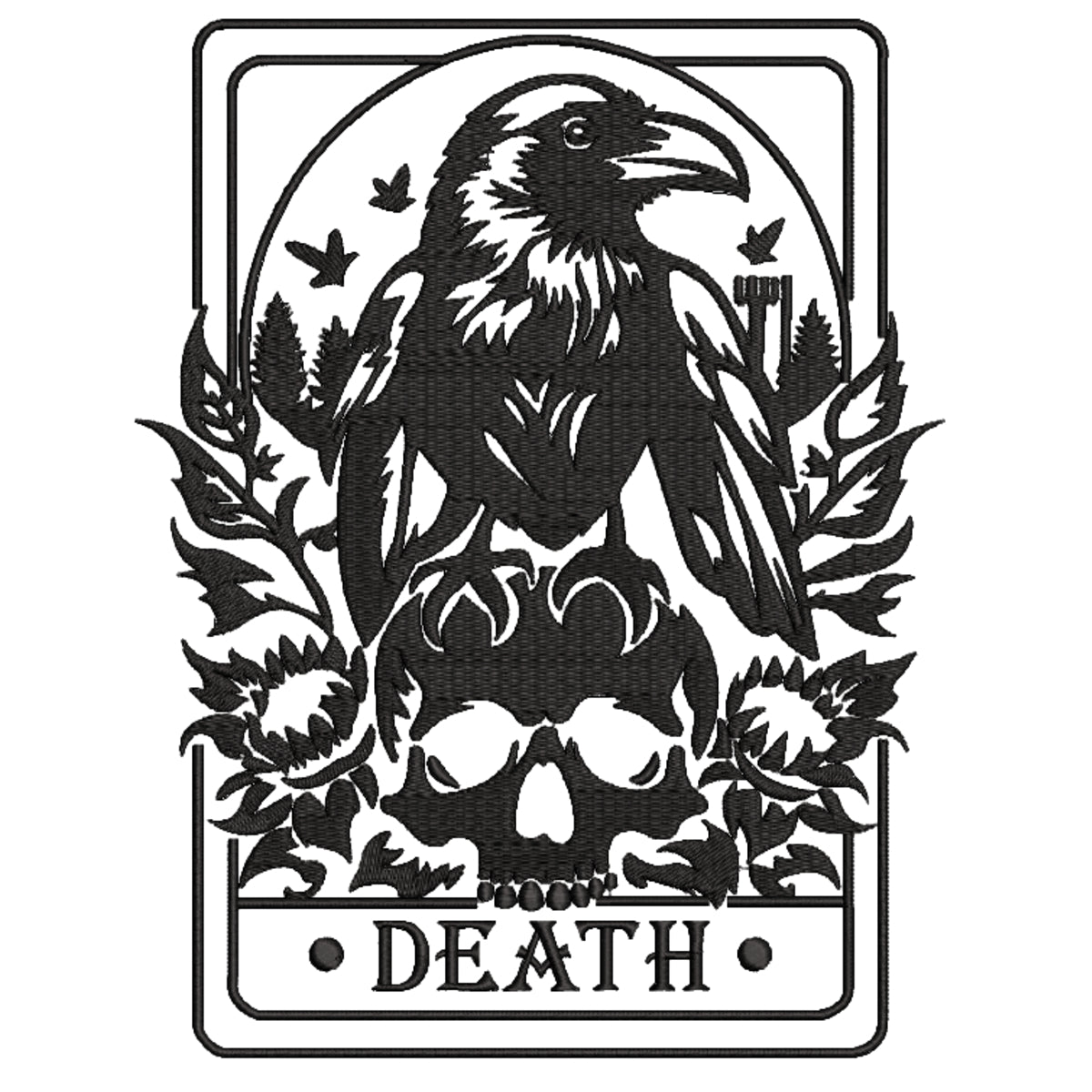 Death Tarot Crop hoodie, boho design, Embroidered dark theme lightweight sweatshirt