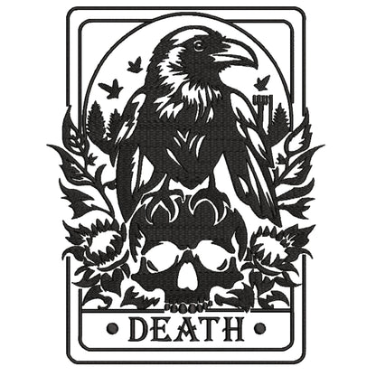 Death Tarot Crop hoodie, boho design, Embroidered dark theme lightweight sweatshirt