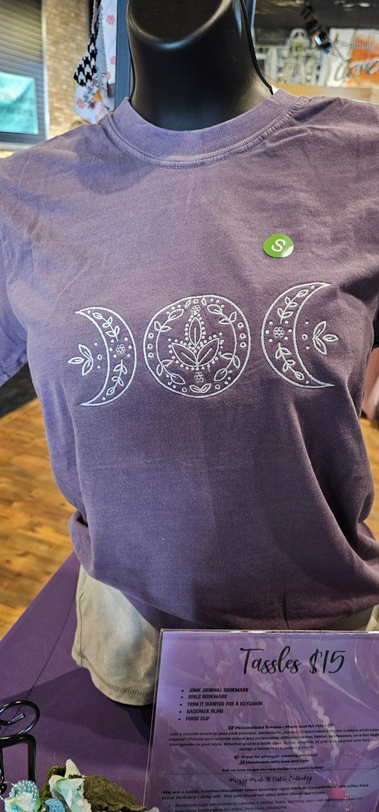Triple Moon Embroidered Short Sleeve Tshirt