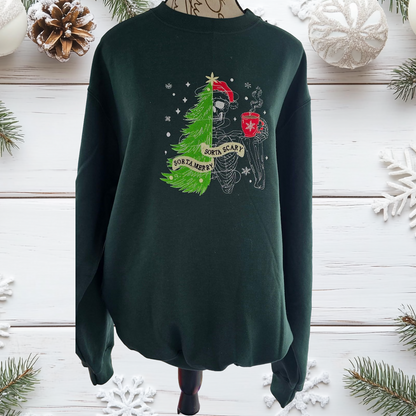 Sorta Merry, Sorta Scary Holiday Crewneck Sweatshirt in Inclusive Sizes