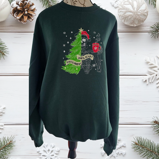 Sorta Merry, Sorta Scary Holiday Pullover Hoodie Sweatshirt in Inclusive Sizes